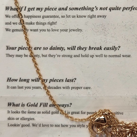 Fettero Initial S Heart Pendant Chain Necklace Gold Tone Dainty Handmade New - Picture 4 of 4